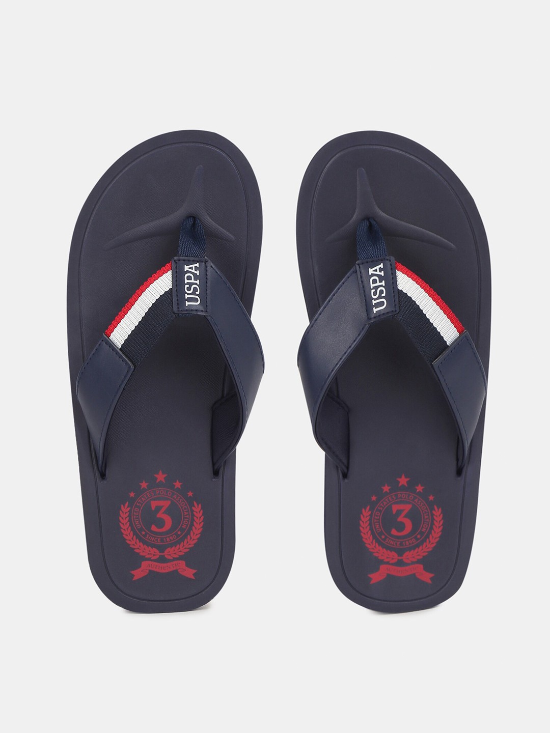 

U S Polo Assn Men Navy Blue & White Printed Thong Flip-Flops