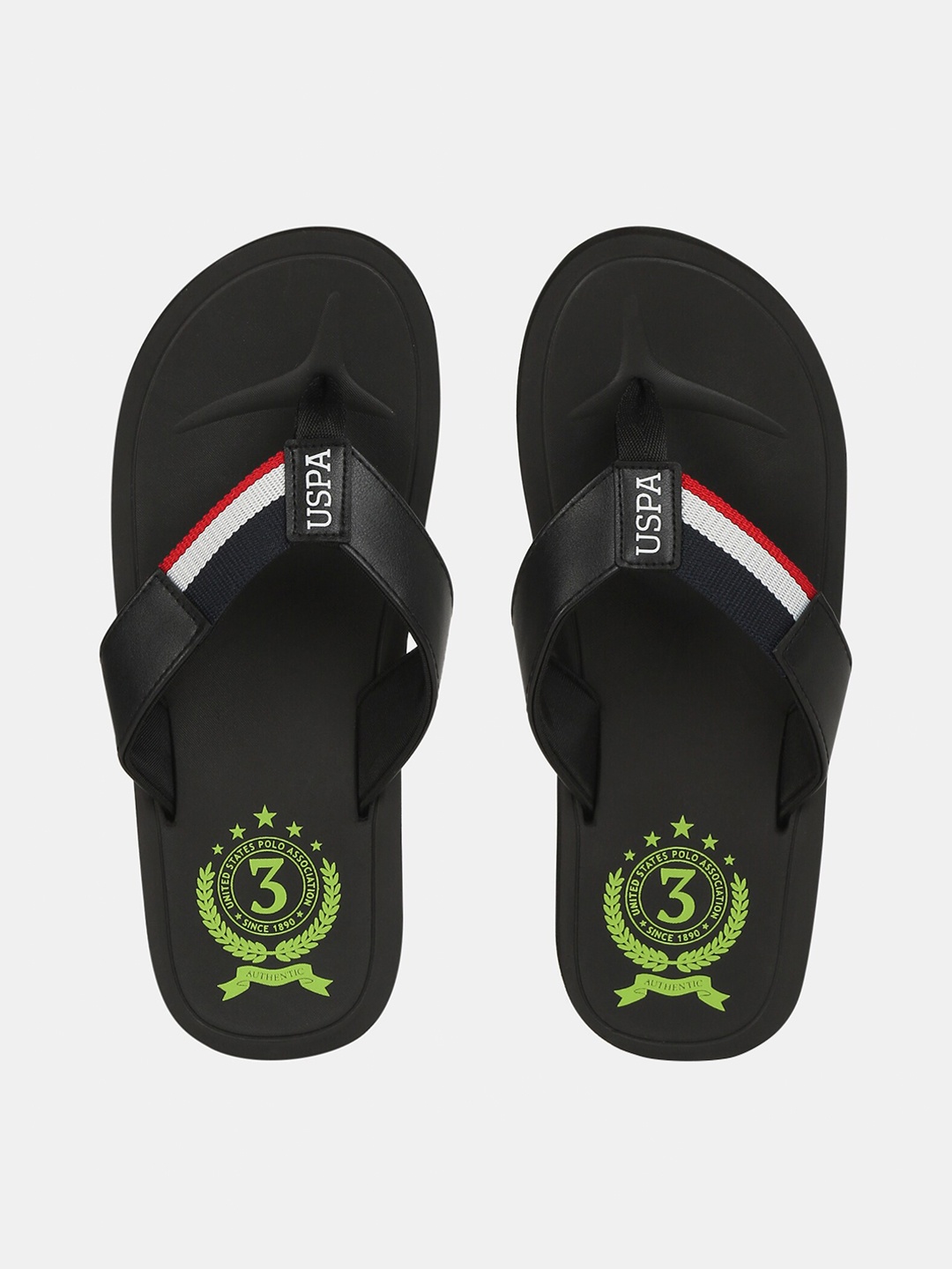 

U S Polo Assn Men Black & White Printed Thong Flip-Flops