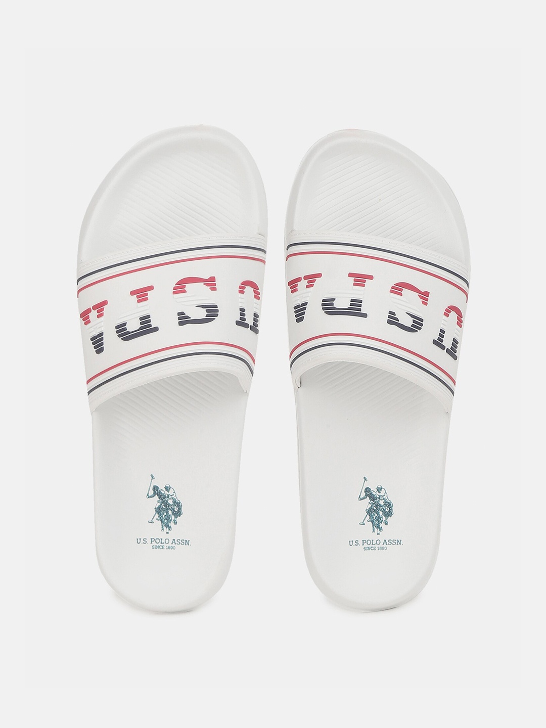 

U.S. Polo Assn. Men White & Blue Printed Sliders