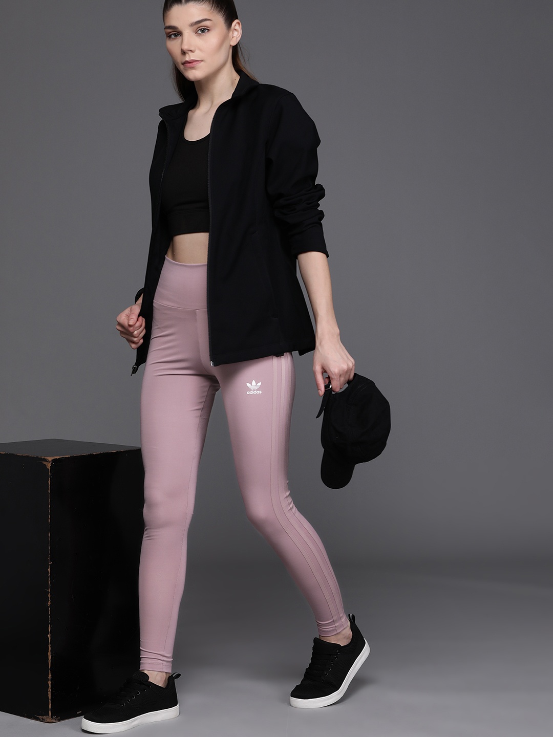 

ADIDAS Originals Women Mauve 3-Stripes High-Rise Solid Sustainable Tights