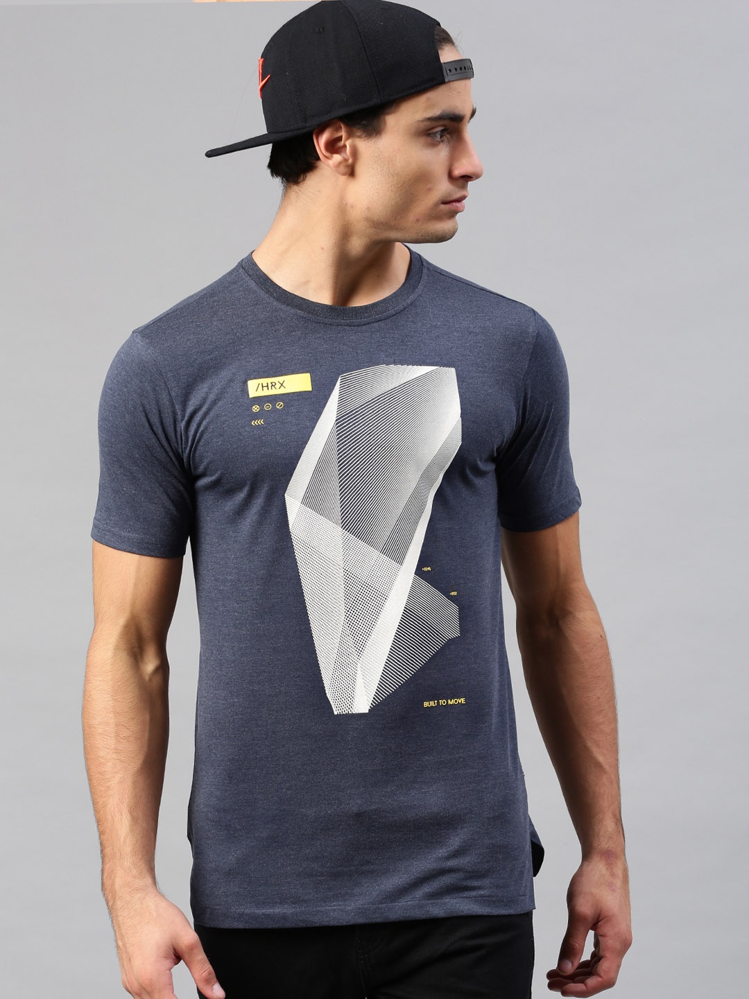 

HRX by Hrithik Roshan Men Blue Printed Round Neck T-Shirt