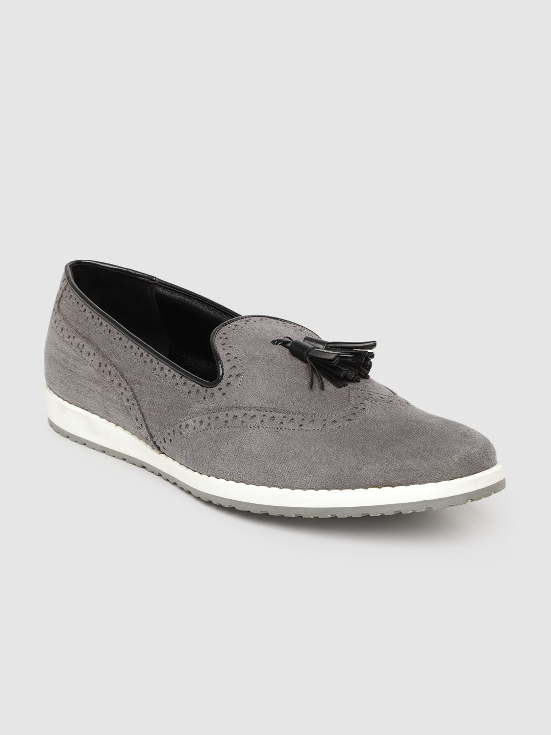 

The Alternate Men Grey Perforations PU Slip-On Sneakers