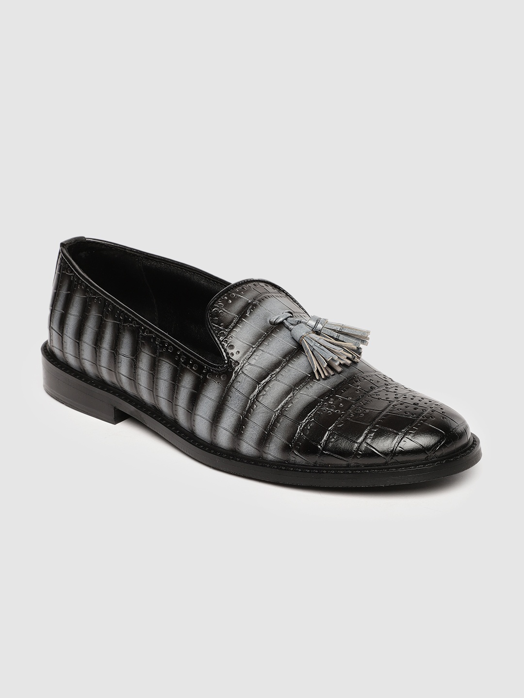 

The Alternate Men Grey Crocodile Textured PU Loafers