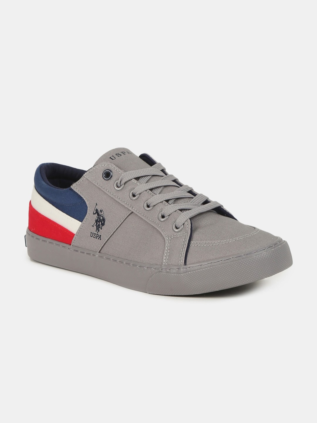 

U.S. Polo Assn. Men Grey & Blue Colourblocked Sneakers