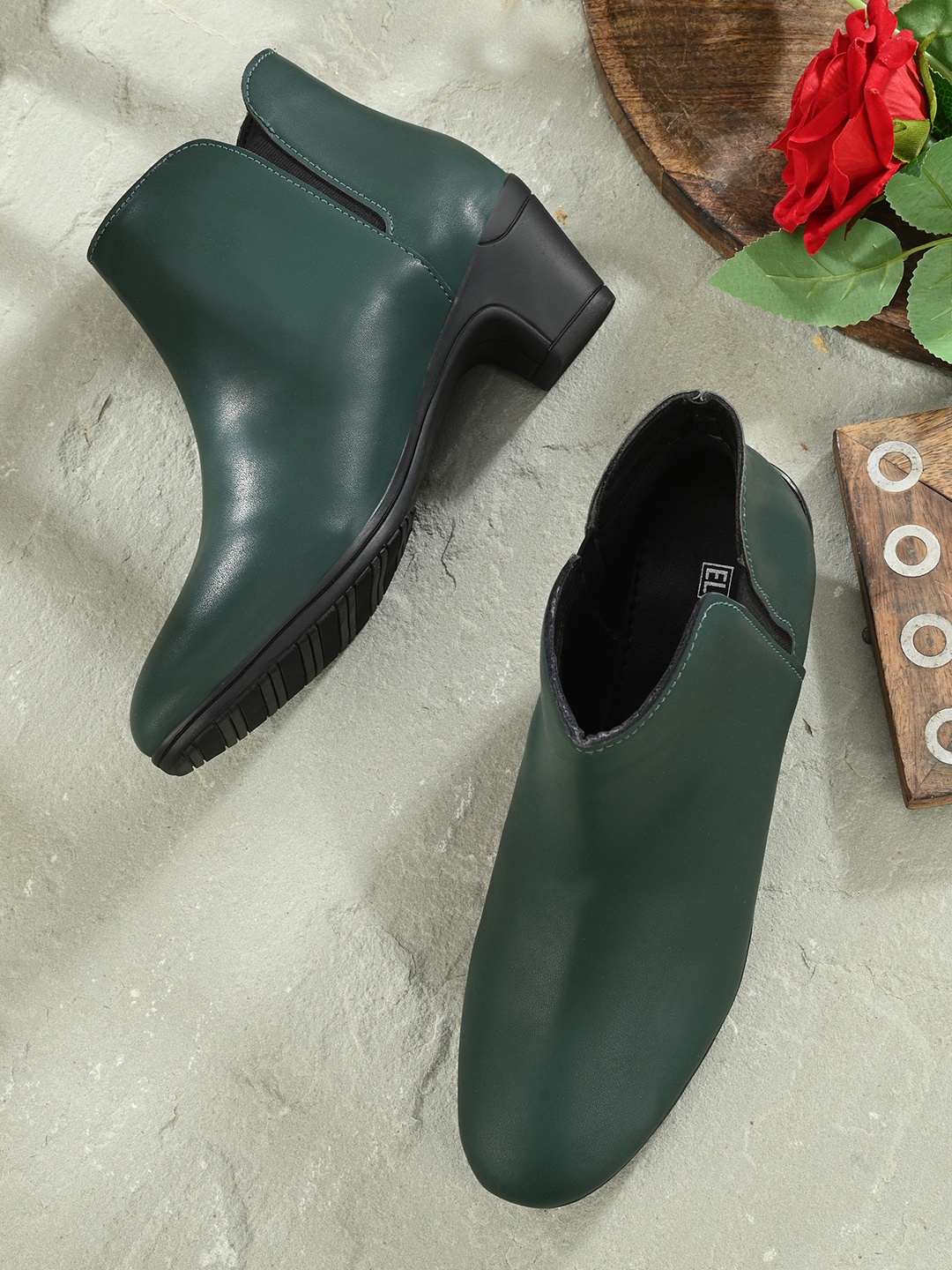 

El Paso Green Block Heeled Boots