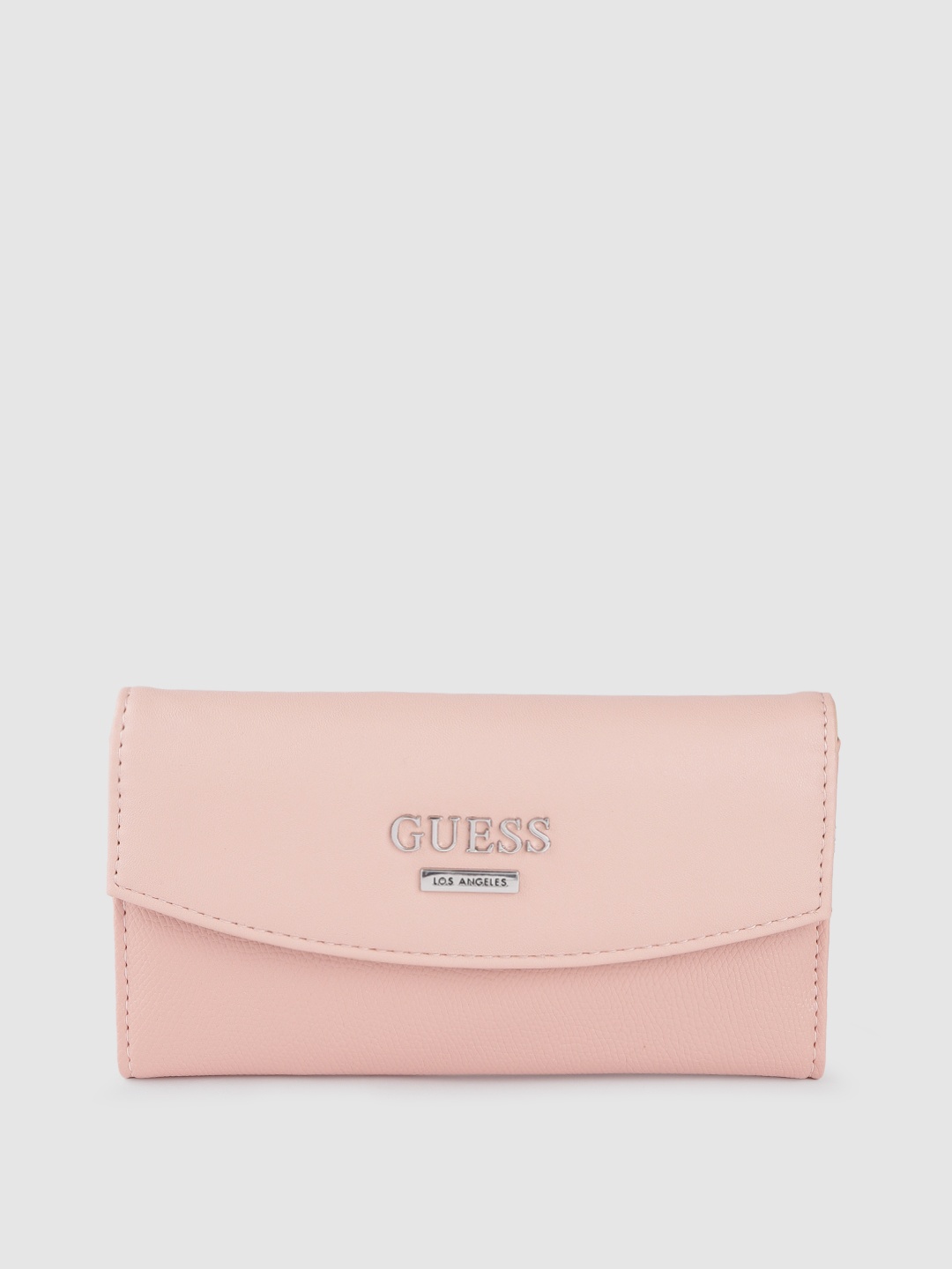 

GUESS Women Peach-Coloured Solid Three Fold Wallet