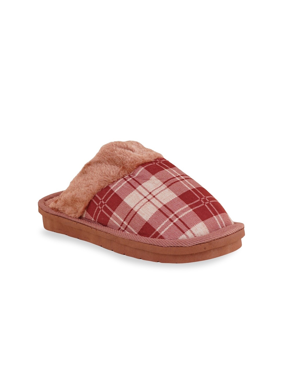 

Walkfree Men Peach & Beige Checked Room Slippers