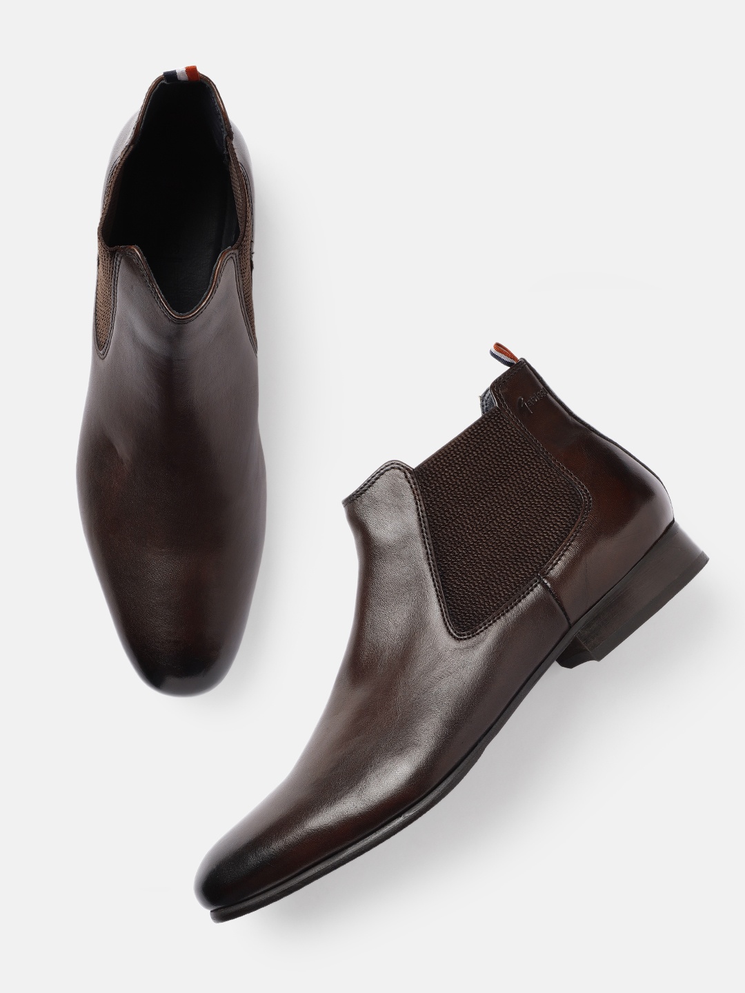 

GABICCI Men Coffee Brown Leather Chelsea Boots