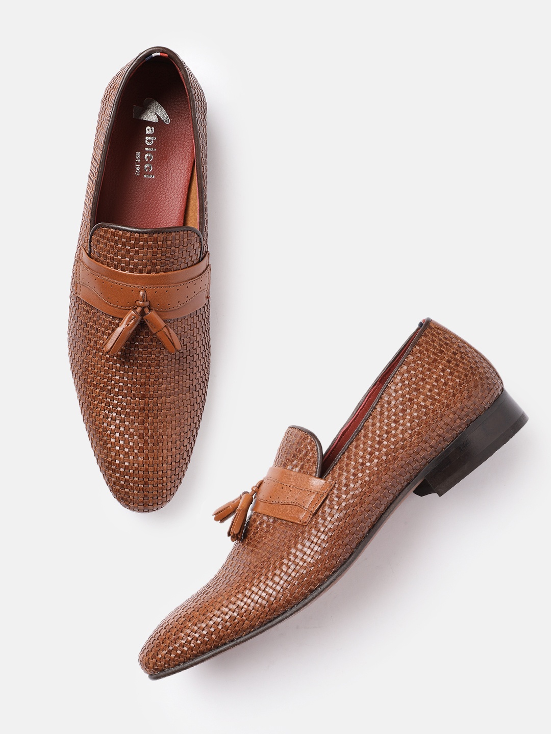 

GABICCI Men Tan Brown Braided Formal Slip-on Shoes