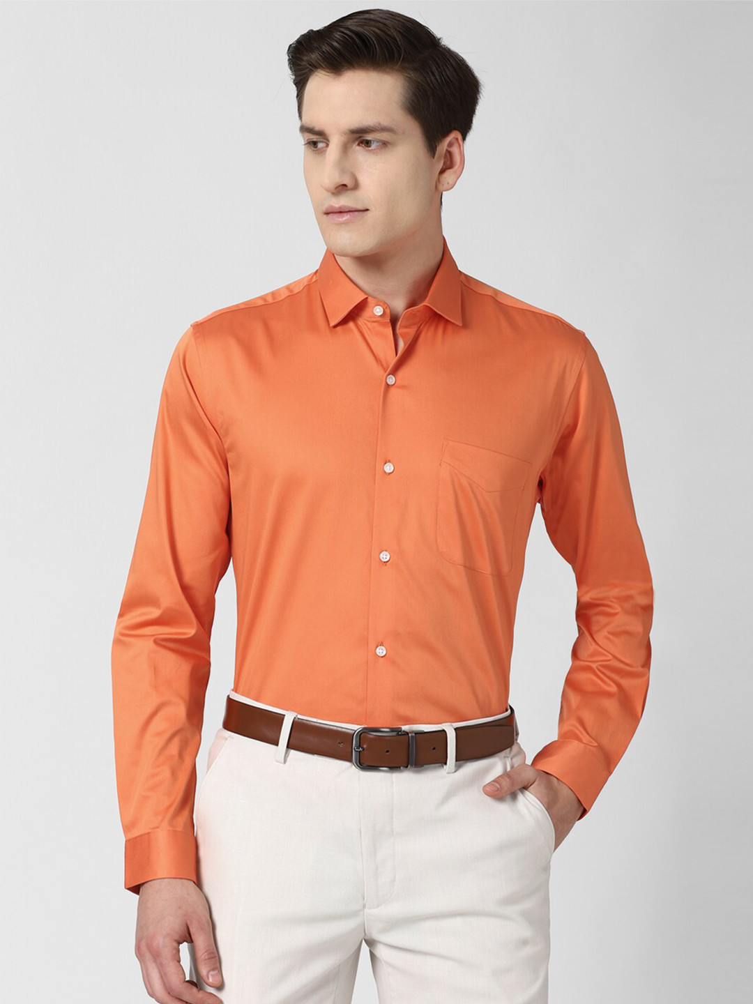 

Peter England Men Orange Regular Fit Formal Shirt