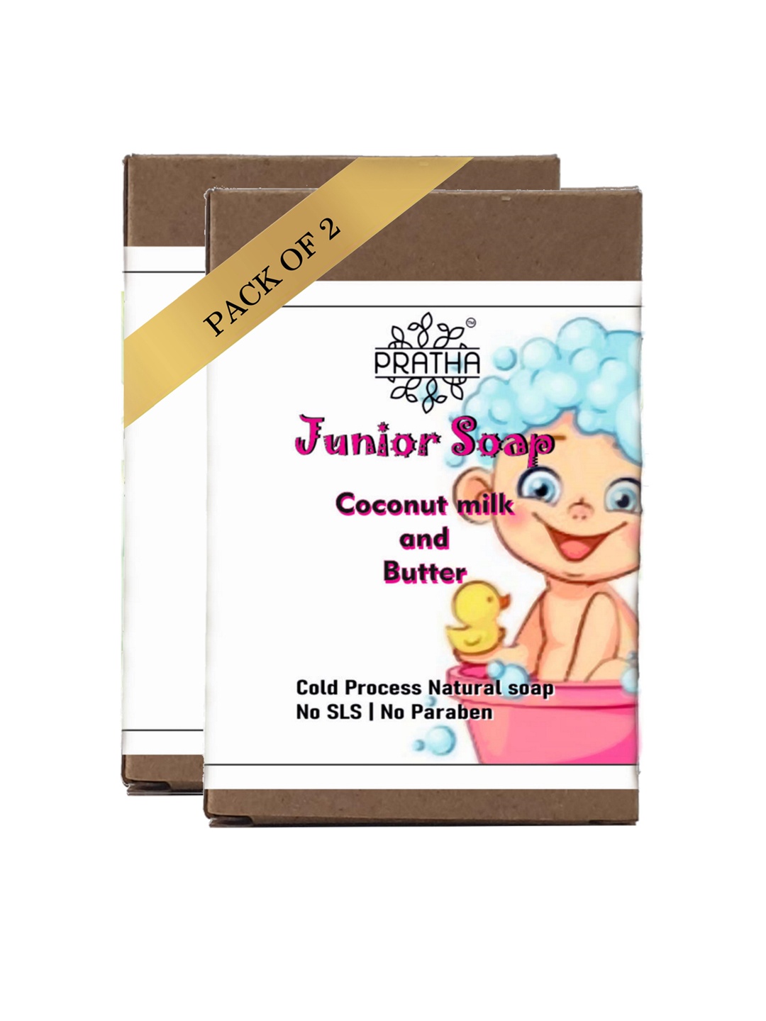 

Pratha Kids Set of 2 Coconut Milk & Butter Cold Process Natural Junior Soaps 100 gm Each, White