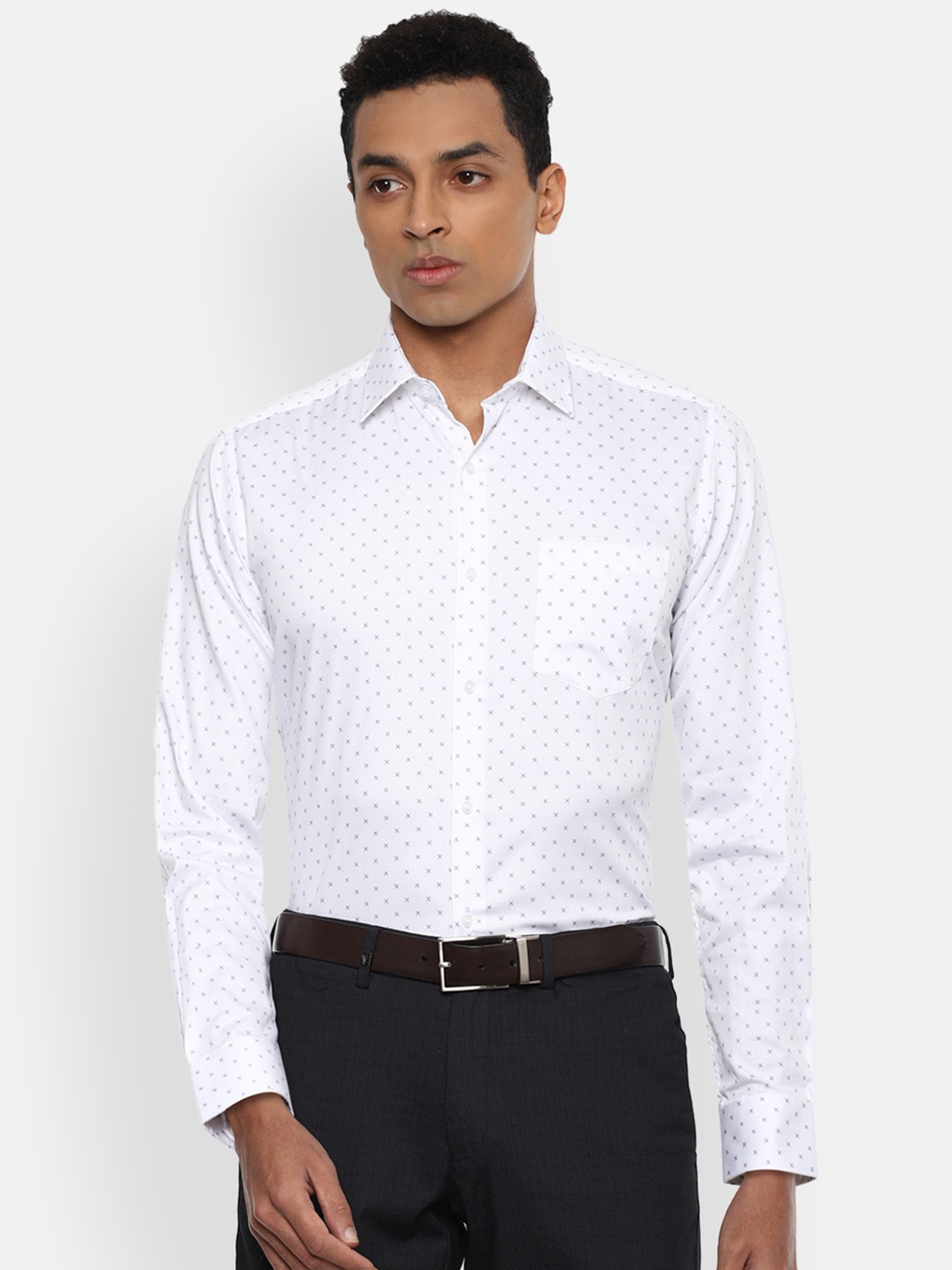 

Van Heusen Men White Printed Cotton Regular Fit Formal Shirt