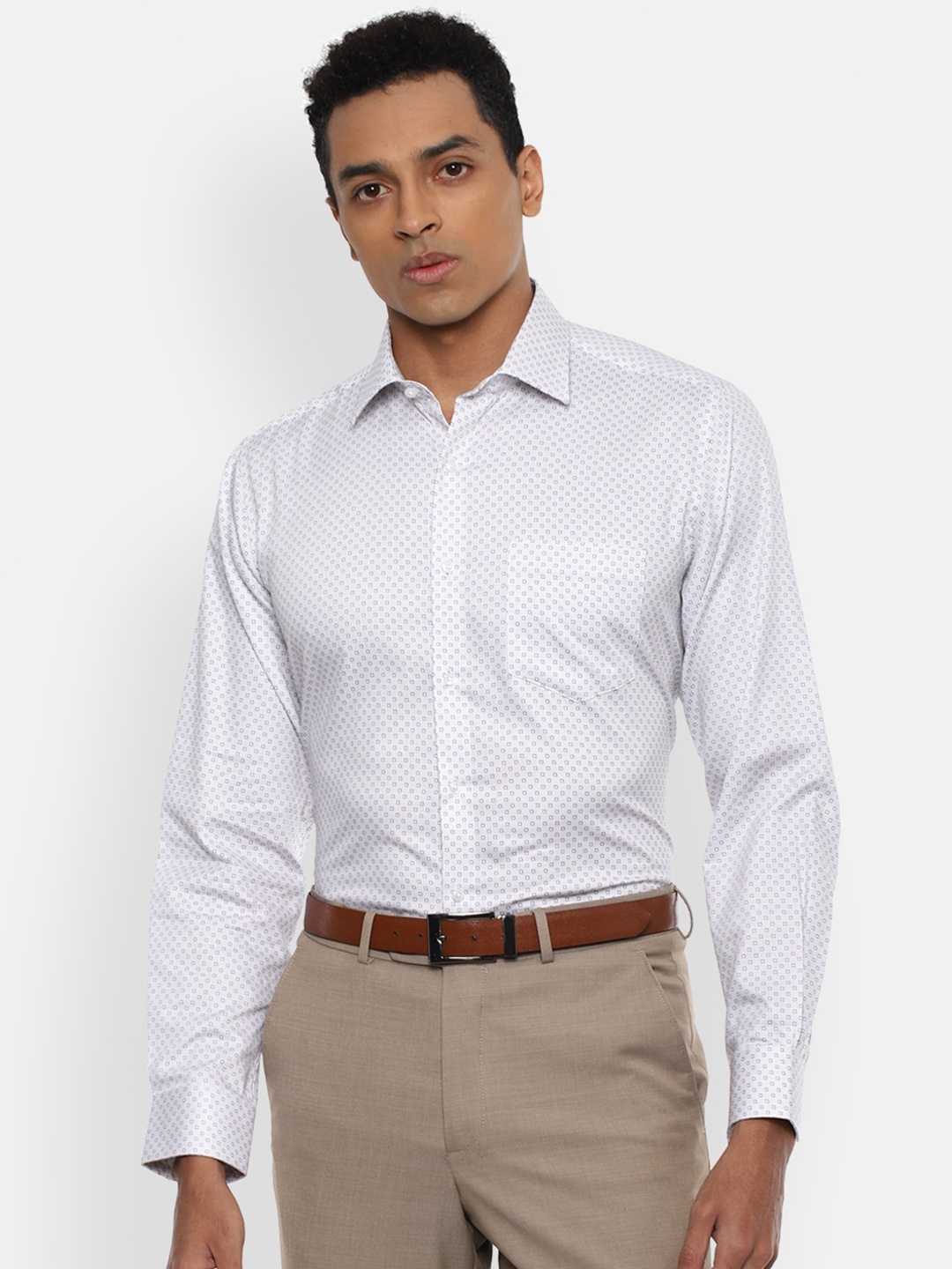 

Van Heusen Men White Printed Formal Shirt