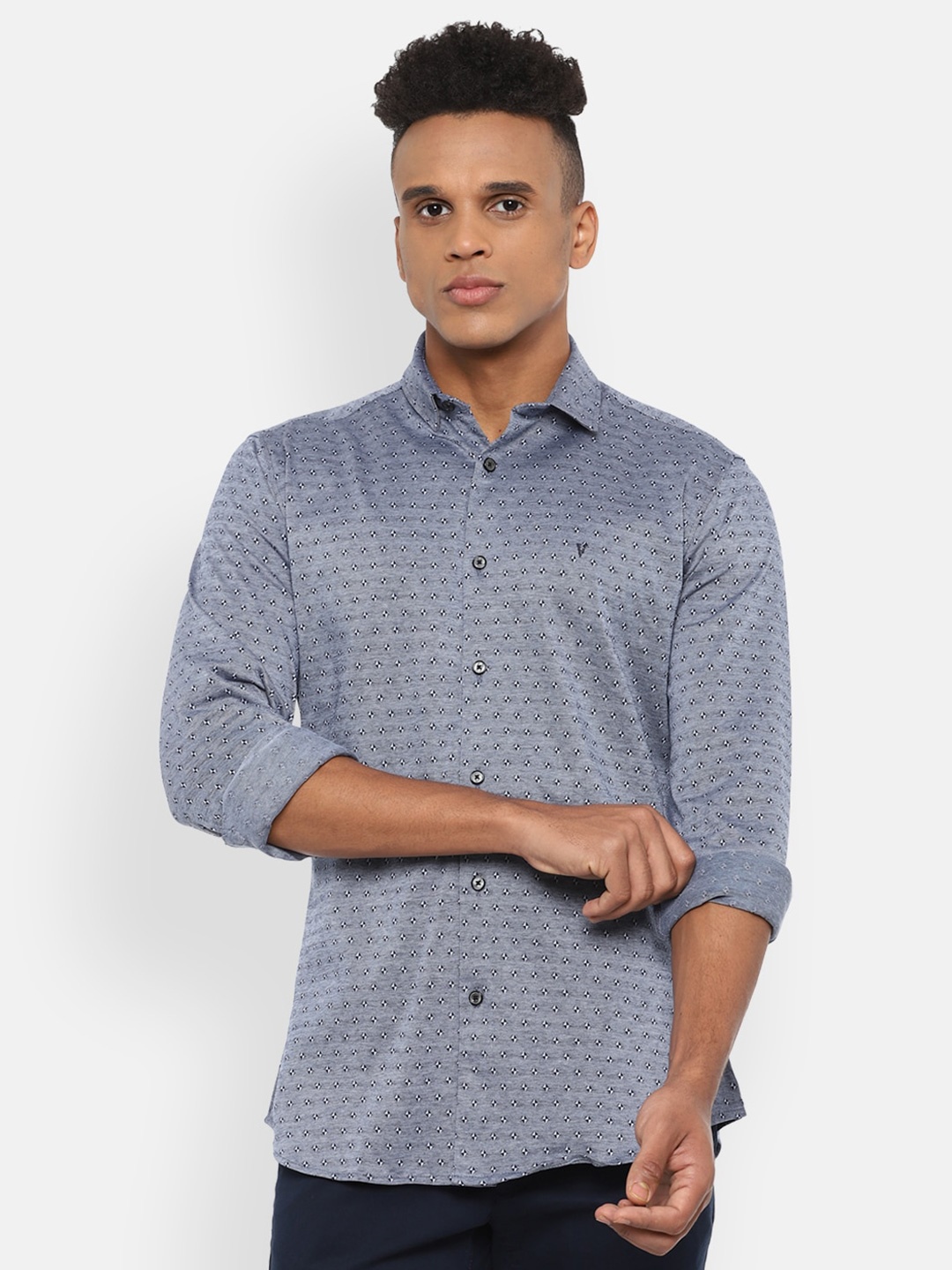 

Van Heusen Sport Men Grey Slim Fit Printed Cotton Casual Shirt