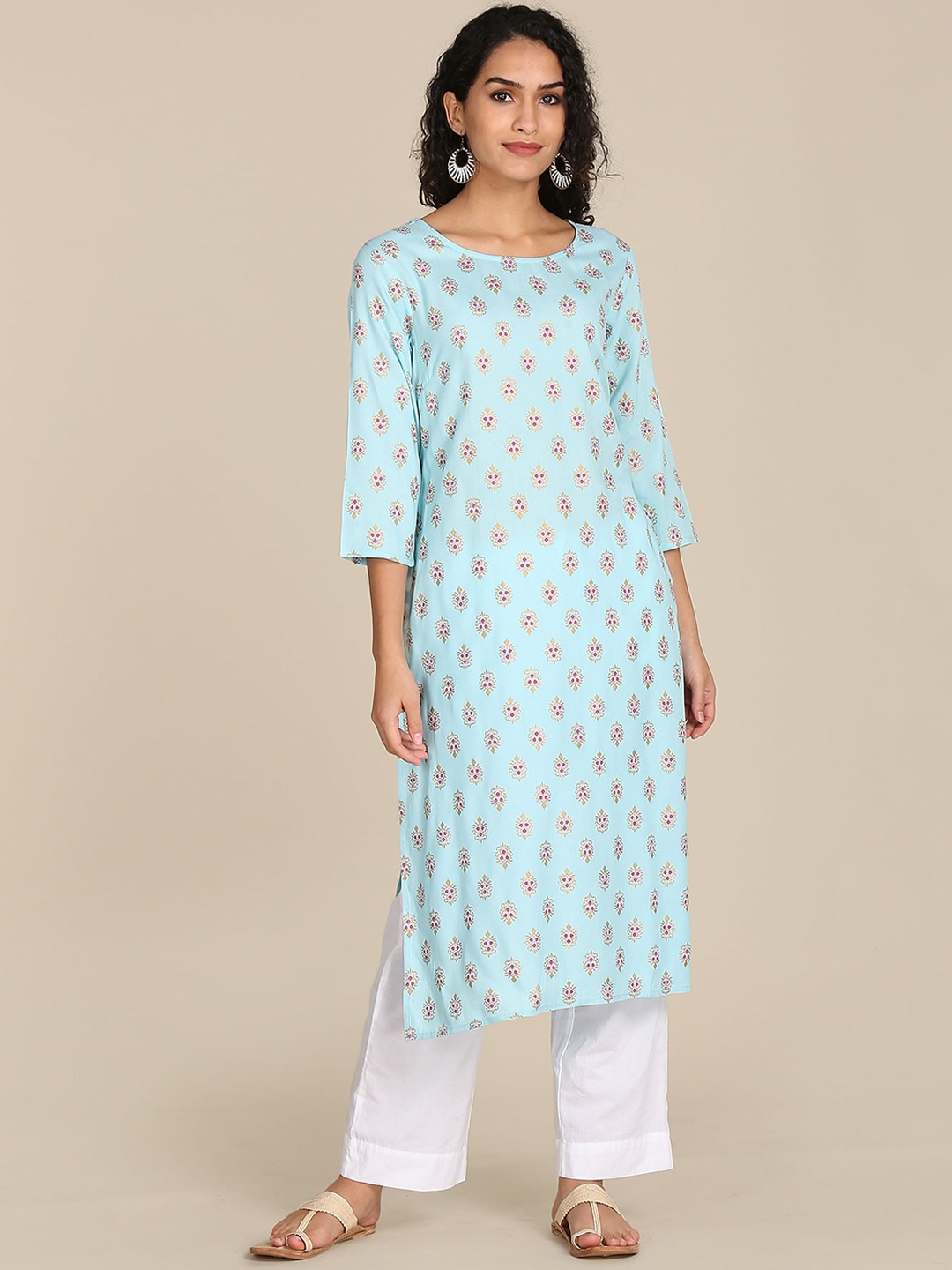 

Karigari Women Blue Ethnic Motifs Printed Kurta