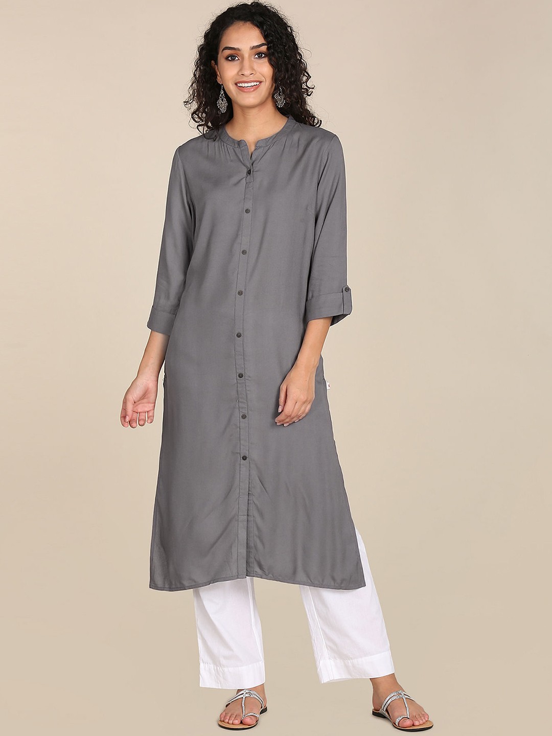 

Karigari Women Grey Kurta