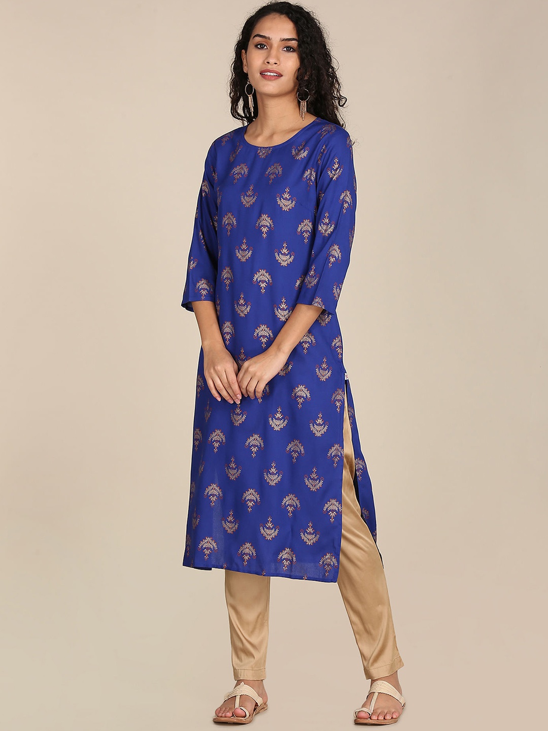 

Karigari Women Blue Ethnic Motifs Printed Kurta