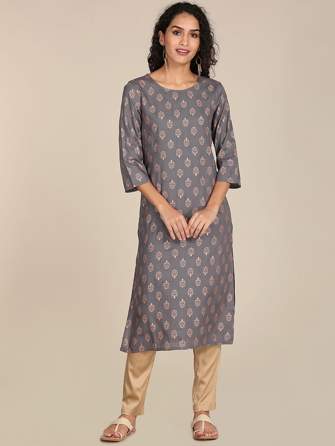 

Karigari Women Grey Ethnic Motifs Kurta