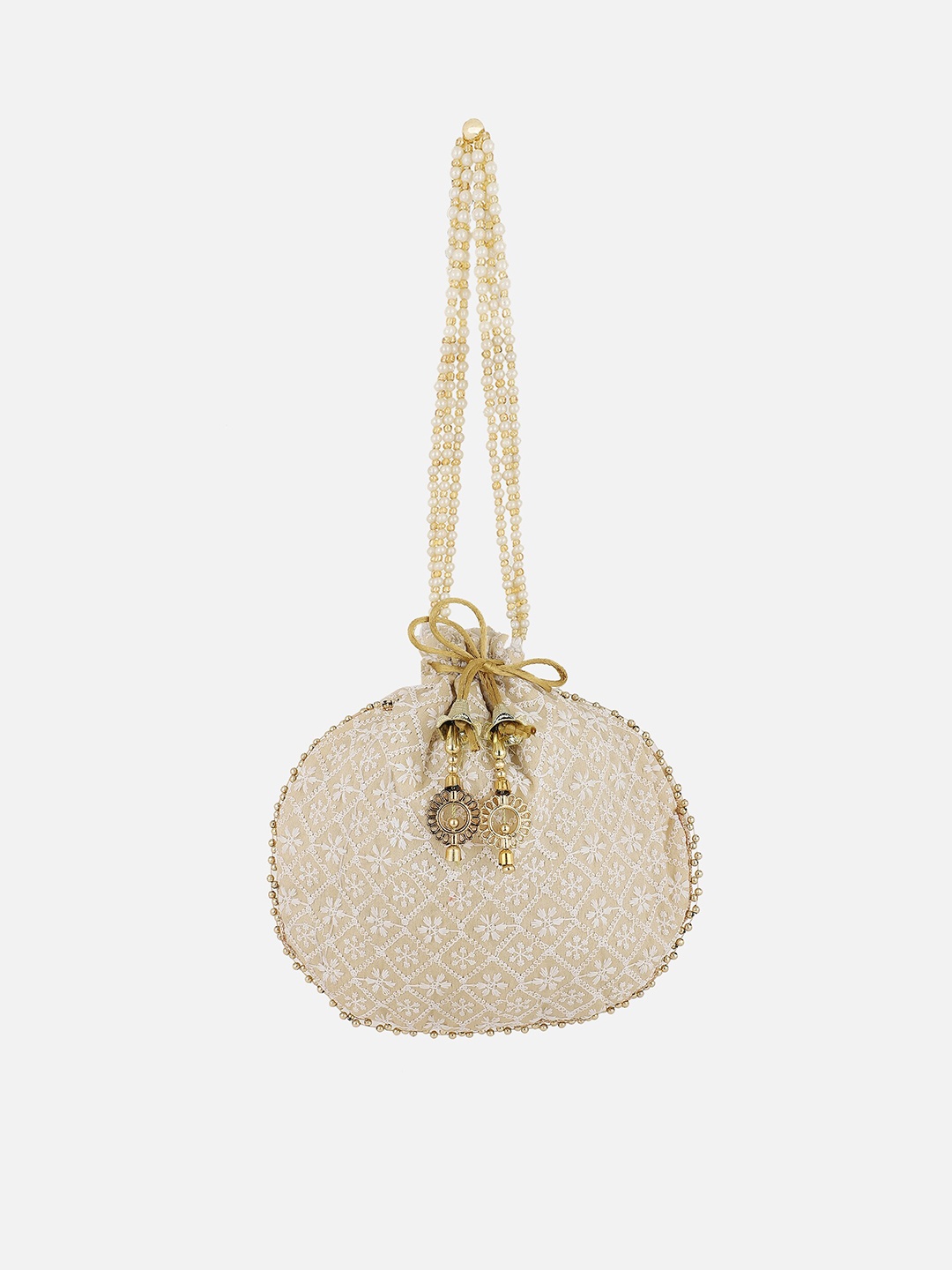 

Aditi Wasan Beige Embroidered Potli Clutch