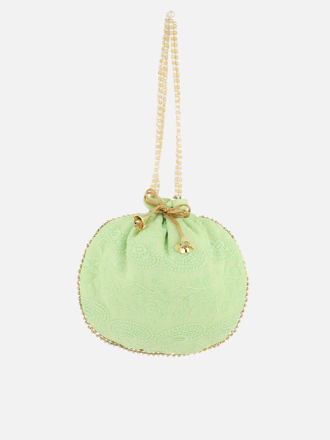 

Aditi Wasan Green & Gold-Toned Embroidered Potli Bag