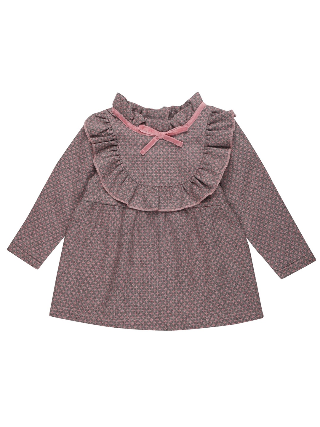 

The Mom Store Girls Grey Twinkle Bow Flannel Dress