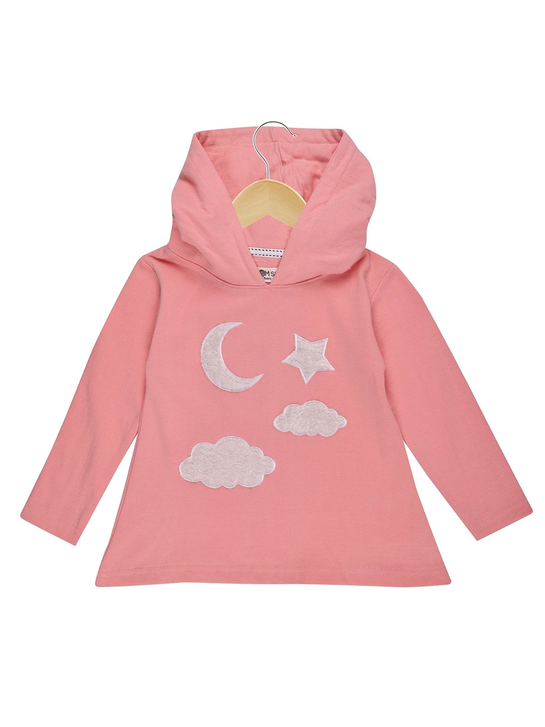 

The Mom Store Girls Pink & White Solid Hooded A-Line Dress