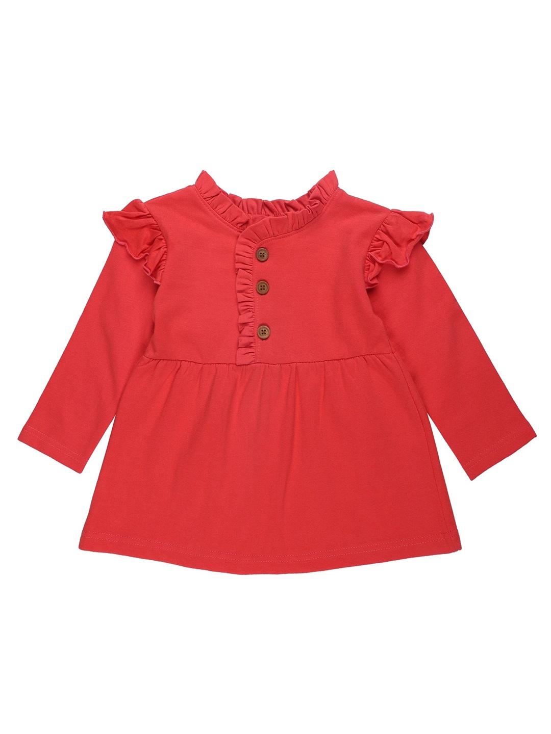 

The Mom Store Girls Red Solid High Neck A-Line Dress