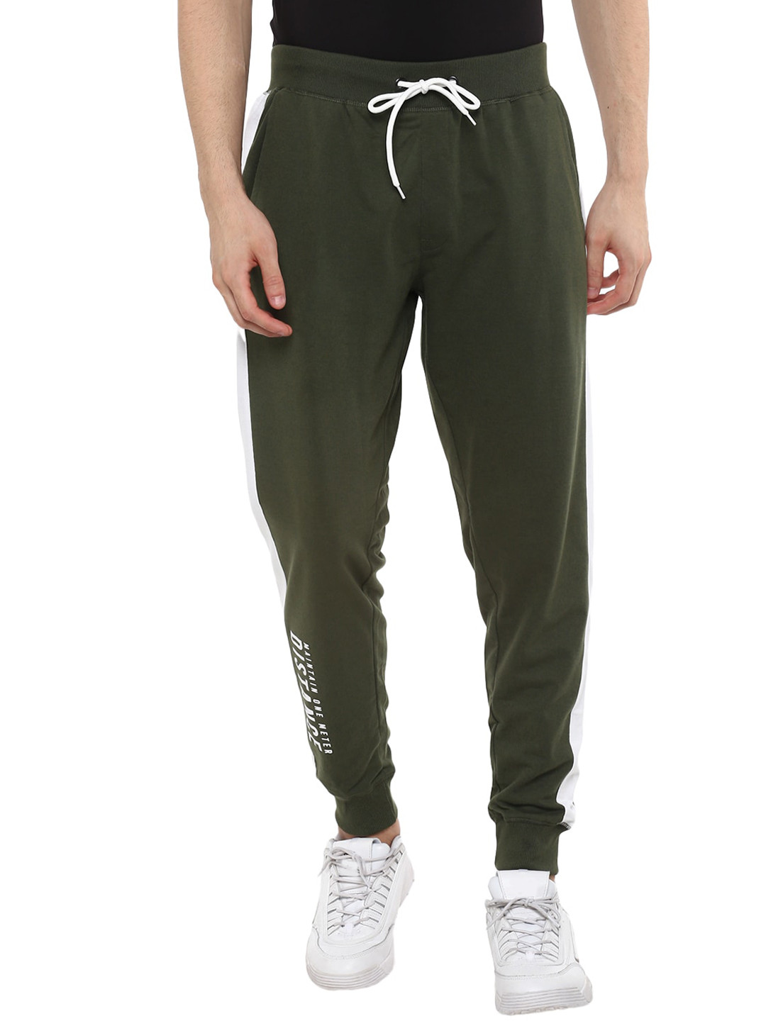

Alan Jones Men Olive Green Printed Slim-Fit Joggers