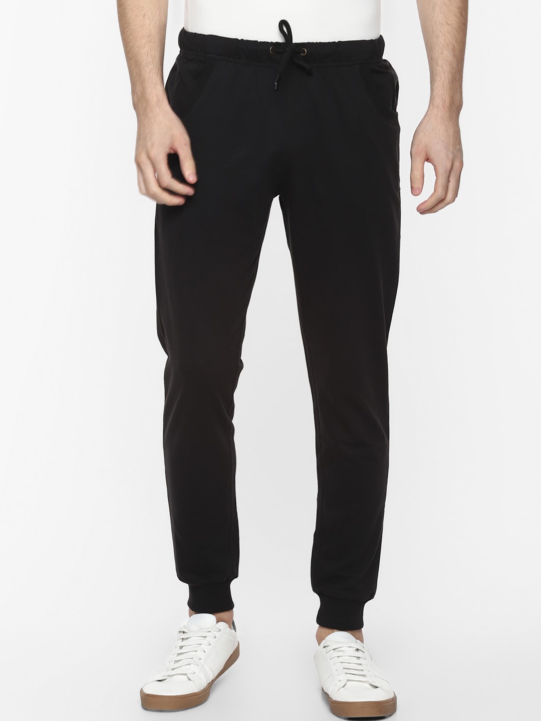

Alan Jones Men Black Solid Slim-Fit Joggers Track Pant