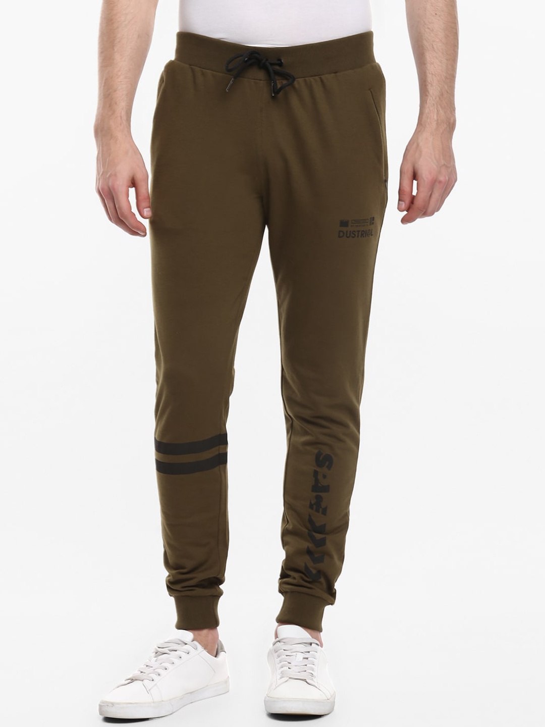 

Alan Jones Men Olive-Green Solid Slim-Fit Joggers Track Pant