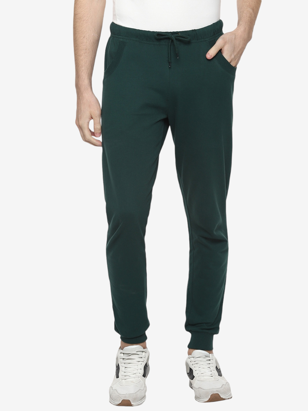 

Alan Jones Men Green Solid Slim-Fit Joggers Track Pant