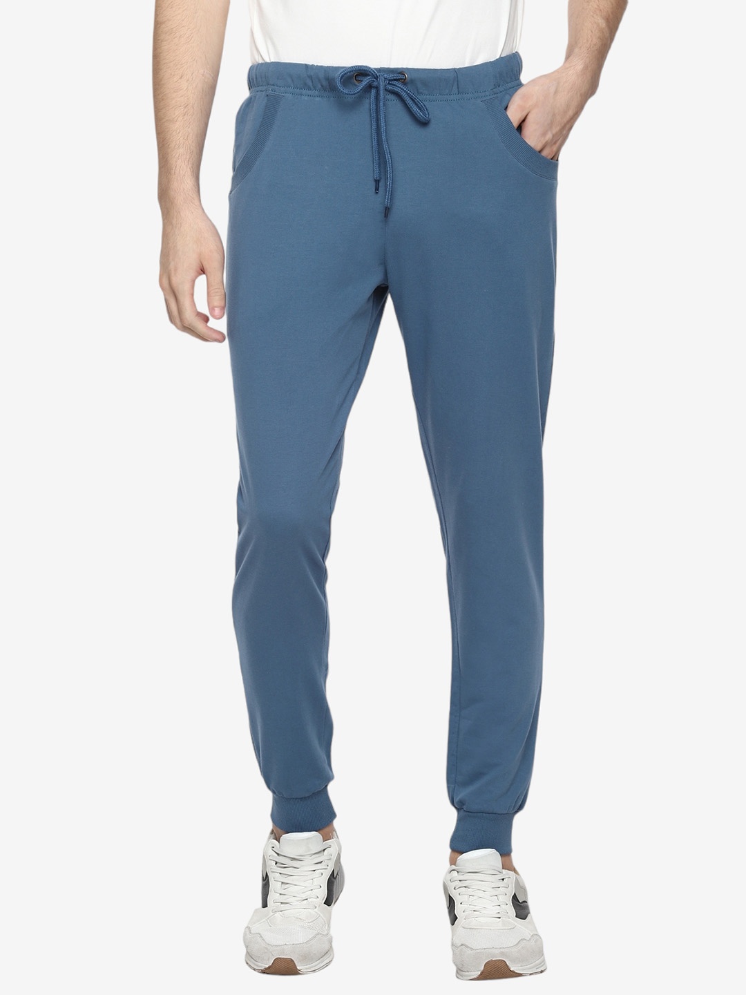 

Alan Jones Men Blue Solid Slim-Fit Joggers