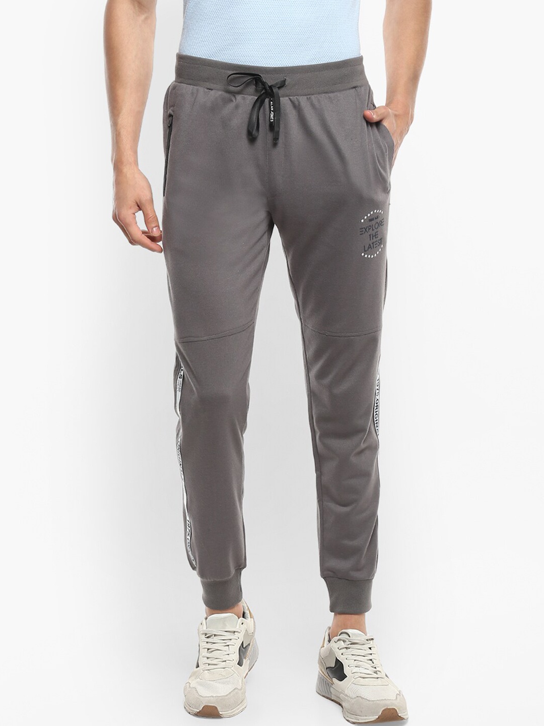 

Alan Jones Men Grey Solid Slim-Fit Joggers Track Pant