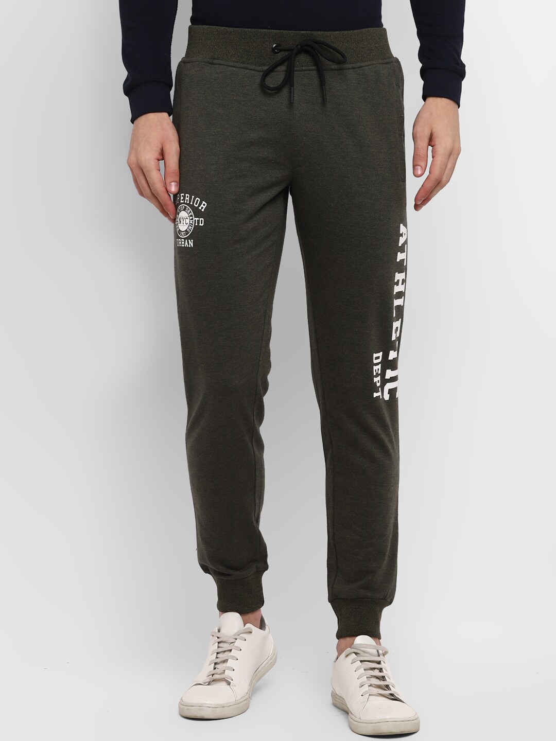 

Alan Jones Men Olive Solid Slim-Fit Joggers Track Pant