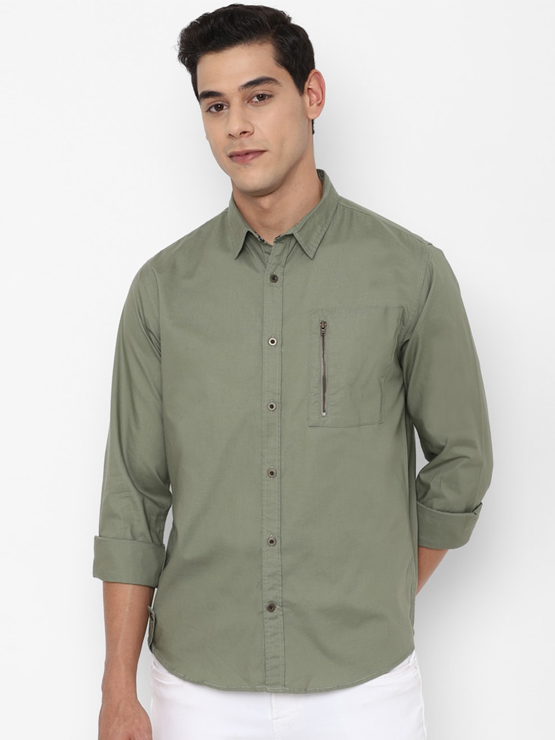 

FOREVER 21 Men Green Pure Cotton Casual Shirt