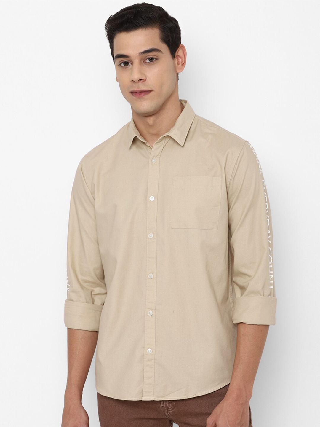 

FOREVER 21 Men Beige Pure Cotton Casual Shirt