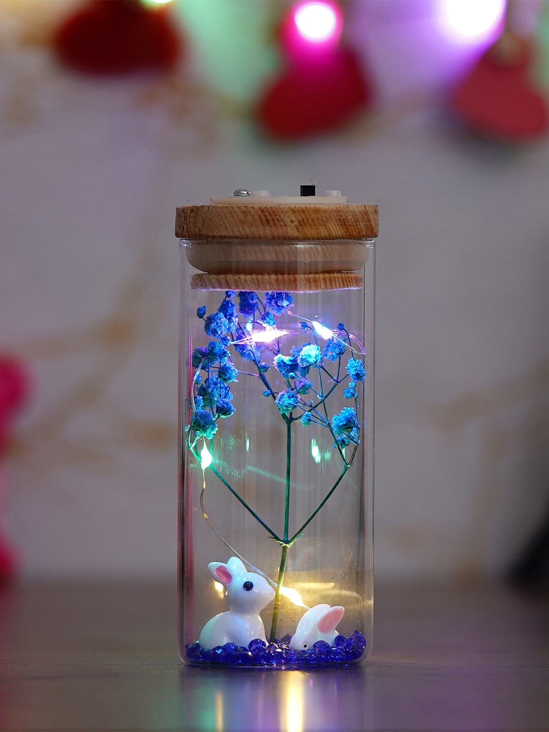 

eCraftIndia Blue & Transparent Flower With Jar Lights Gift Set