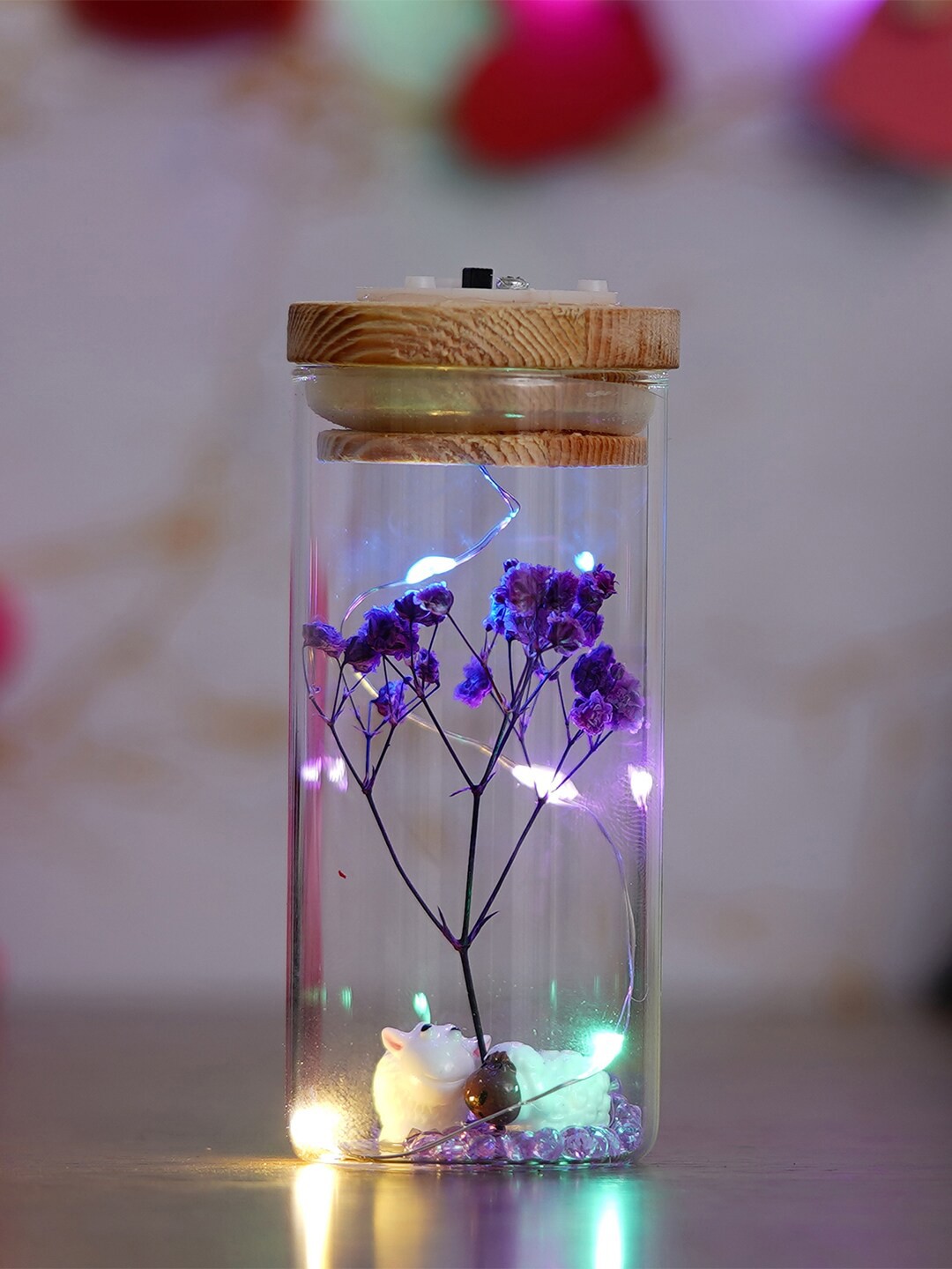 

eCraftIndia Purple Flower Jar Lights Gift Set