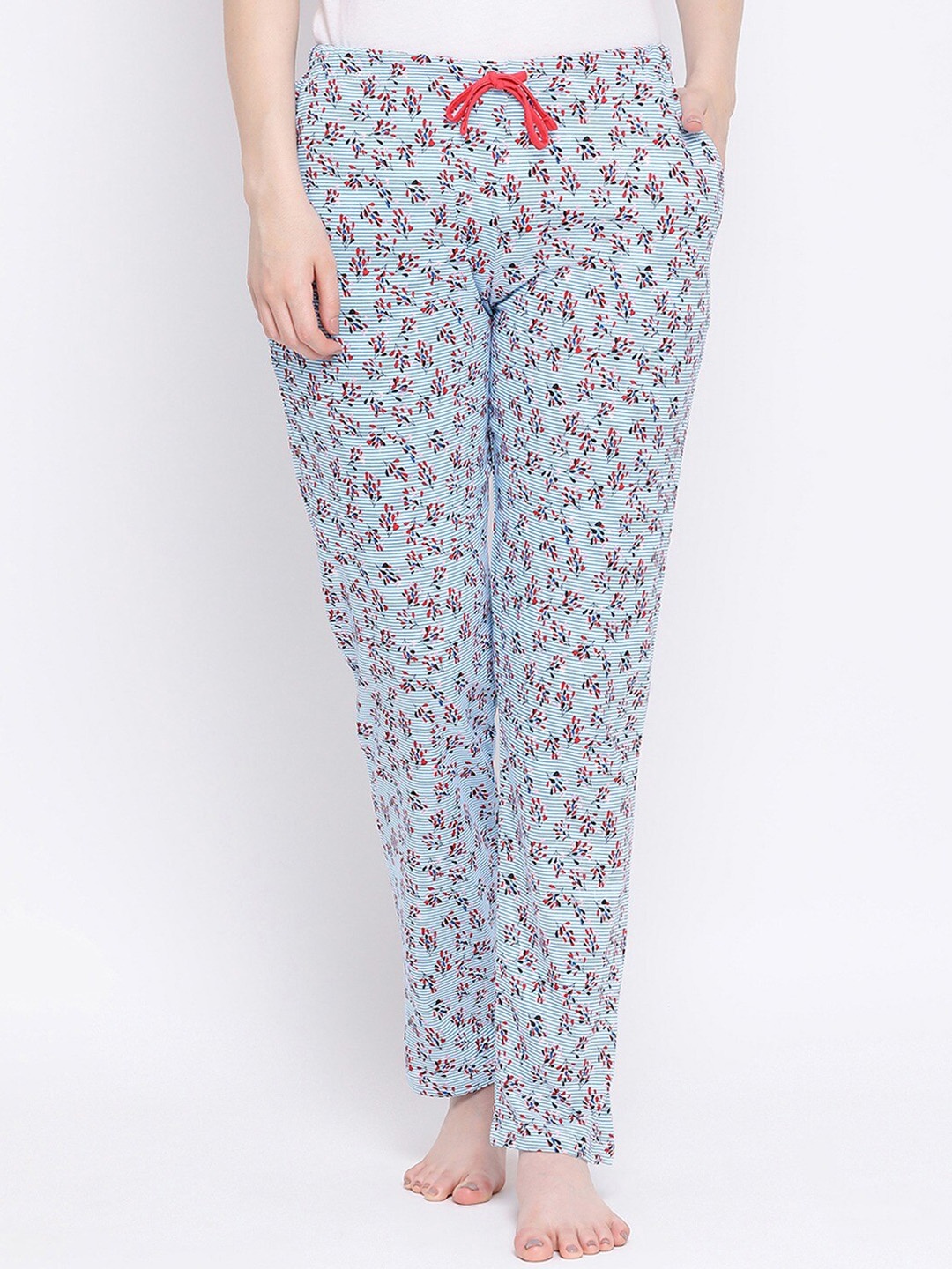 

Kanvin Women Blue & White Printed Pure Cotton Lounge Pants