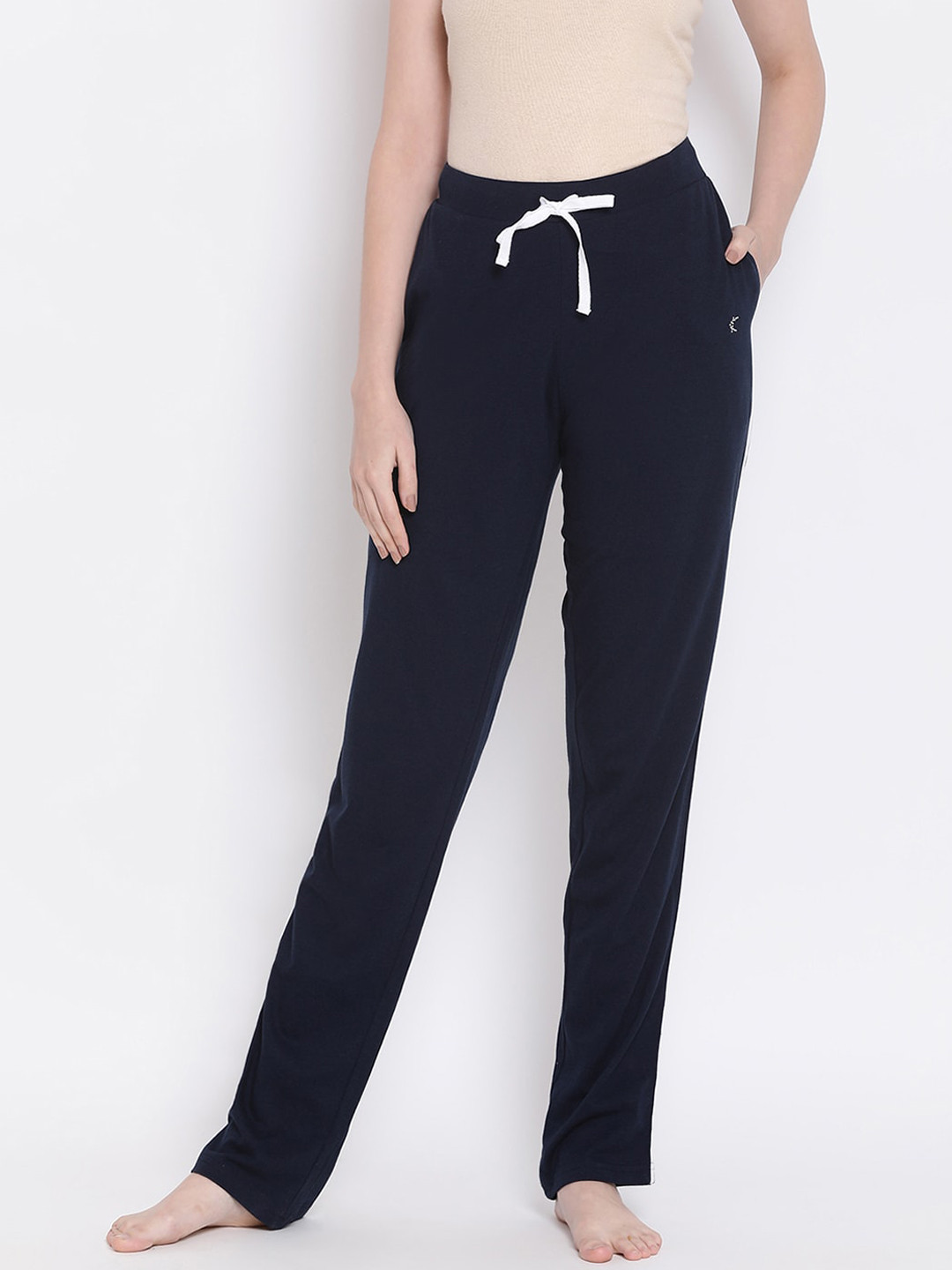 

Kanvin Women Navy Blue Solid Pure Cotton Lounge Pants