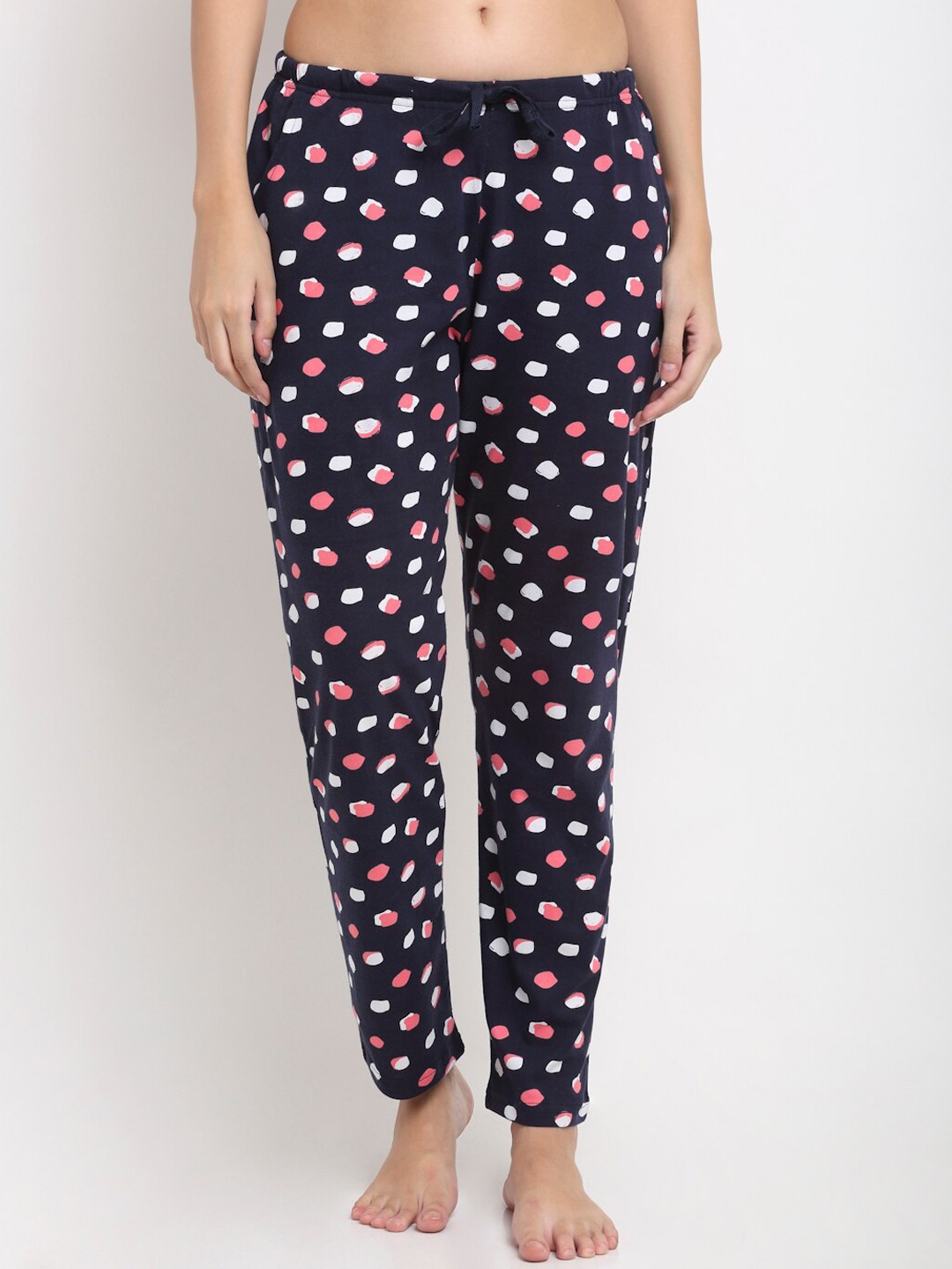 

Kanvin Women Navy Blue & White Printed Pure Cotton Lounge Pant