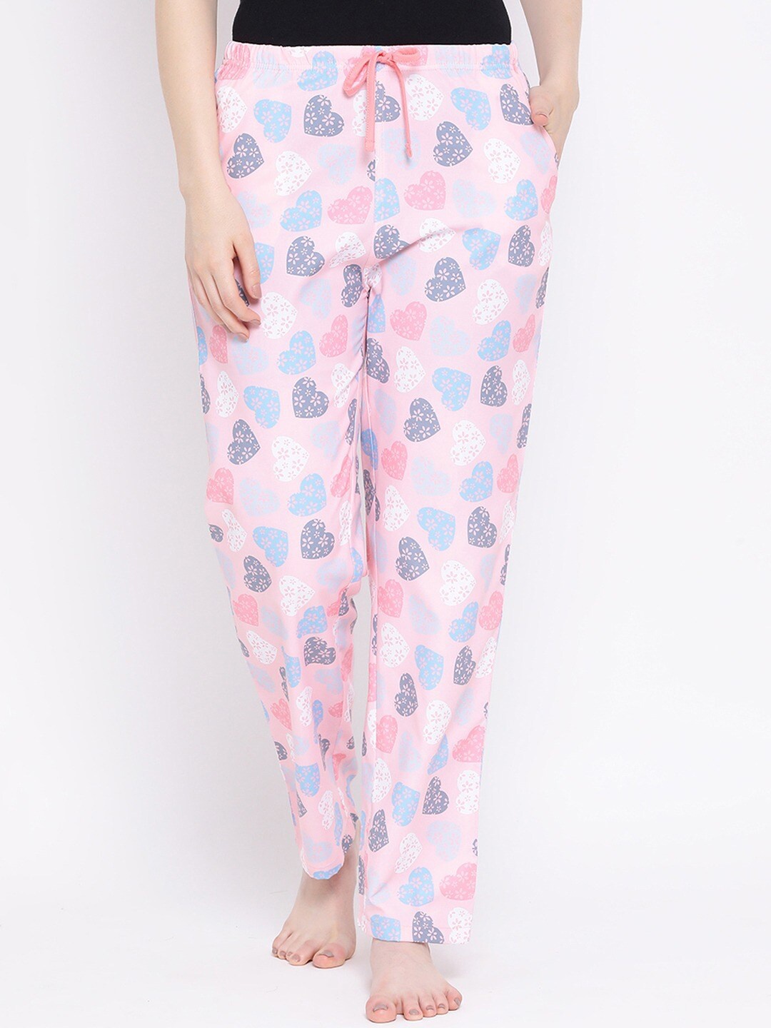 

Kanvin Women Pink & Blue Printed Lounge Pants