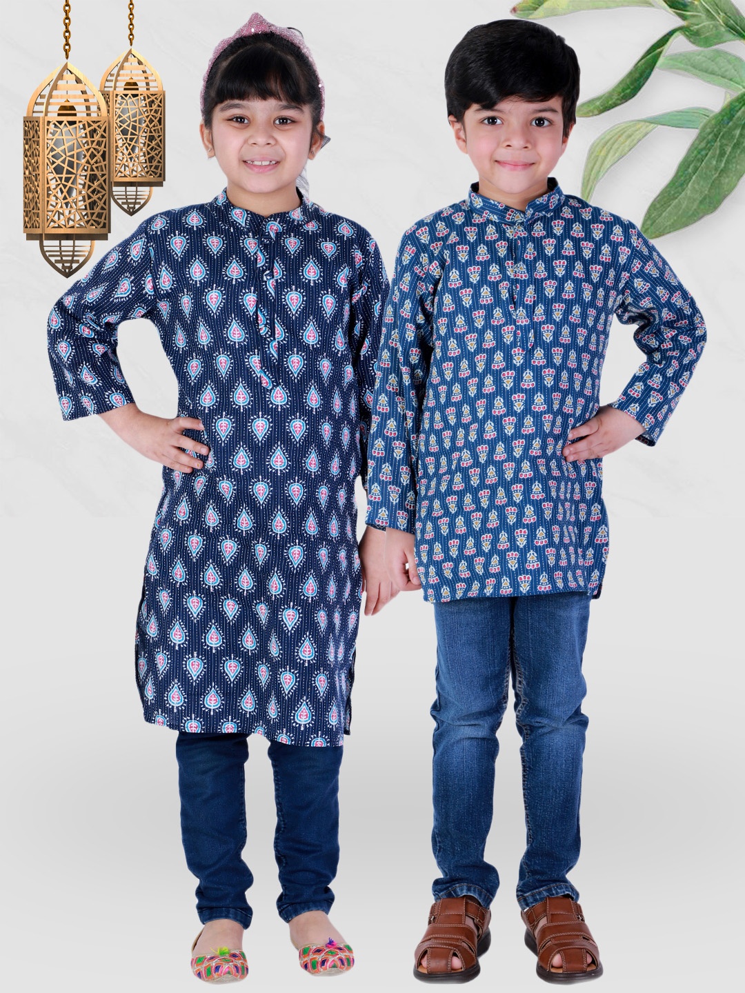 

BownBee Blue & White Printed Pure Cotton Kurti