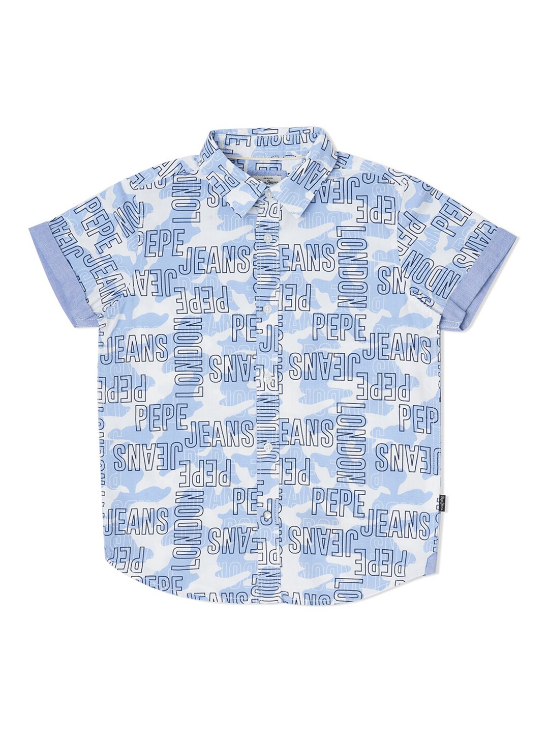 

Pepe Jeans Boys Blue Printed Pure Cotton Casual Shirt