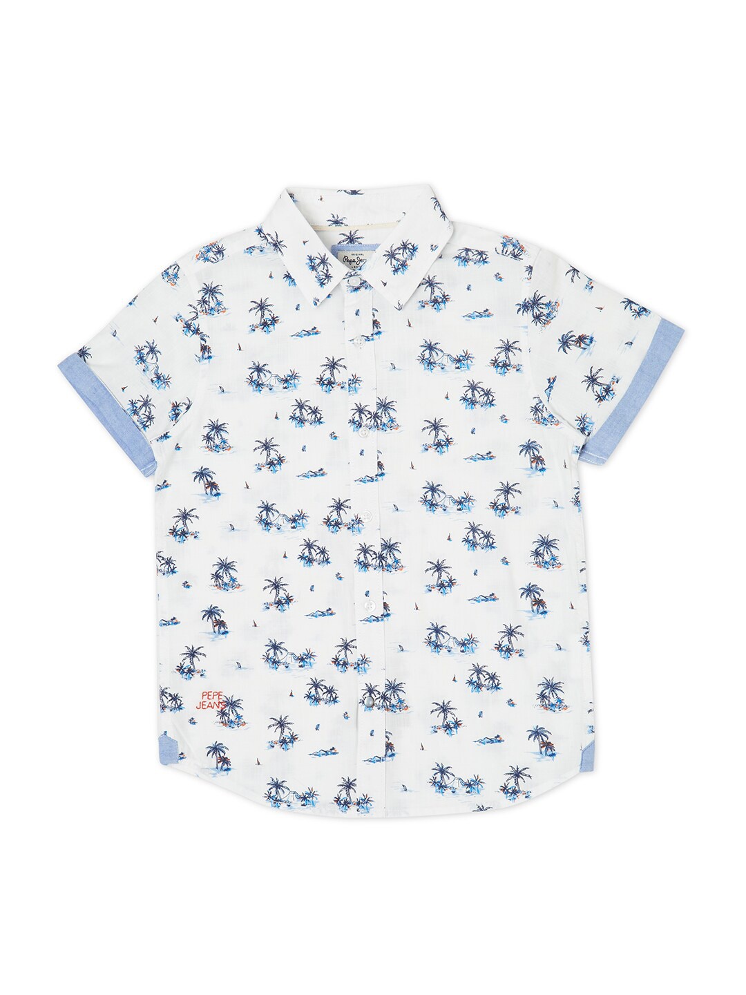 

Pepe Jeans Boys White Printed Pure Cotton Casual Shirt