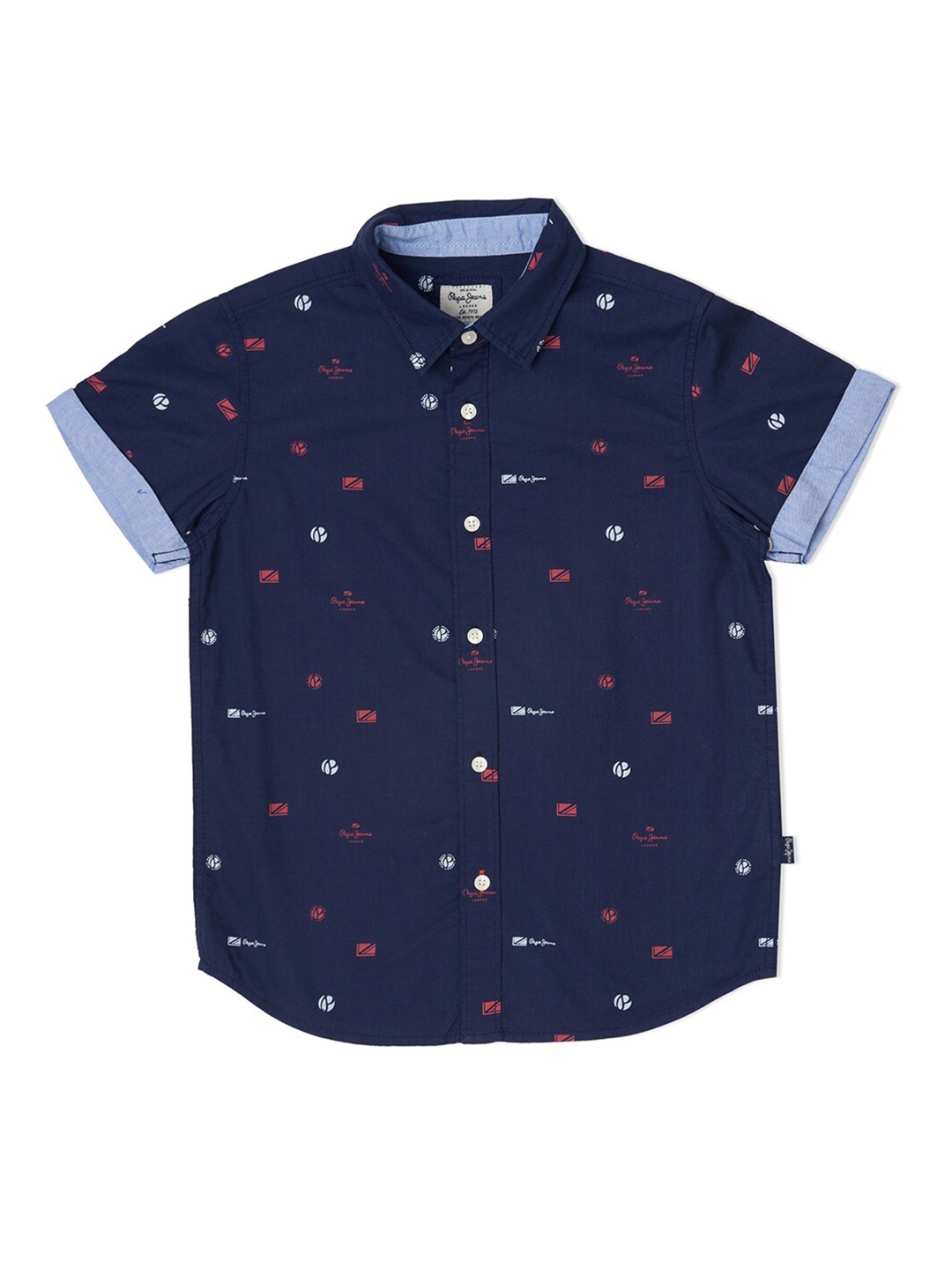 

Pepe Jeans Boys Blue Printed Cotton Casual Shirt