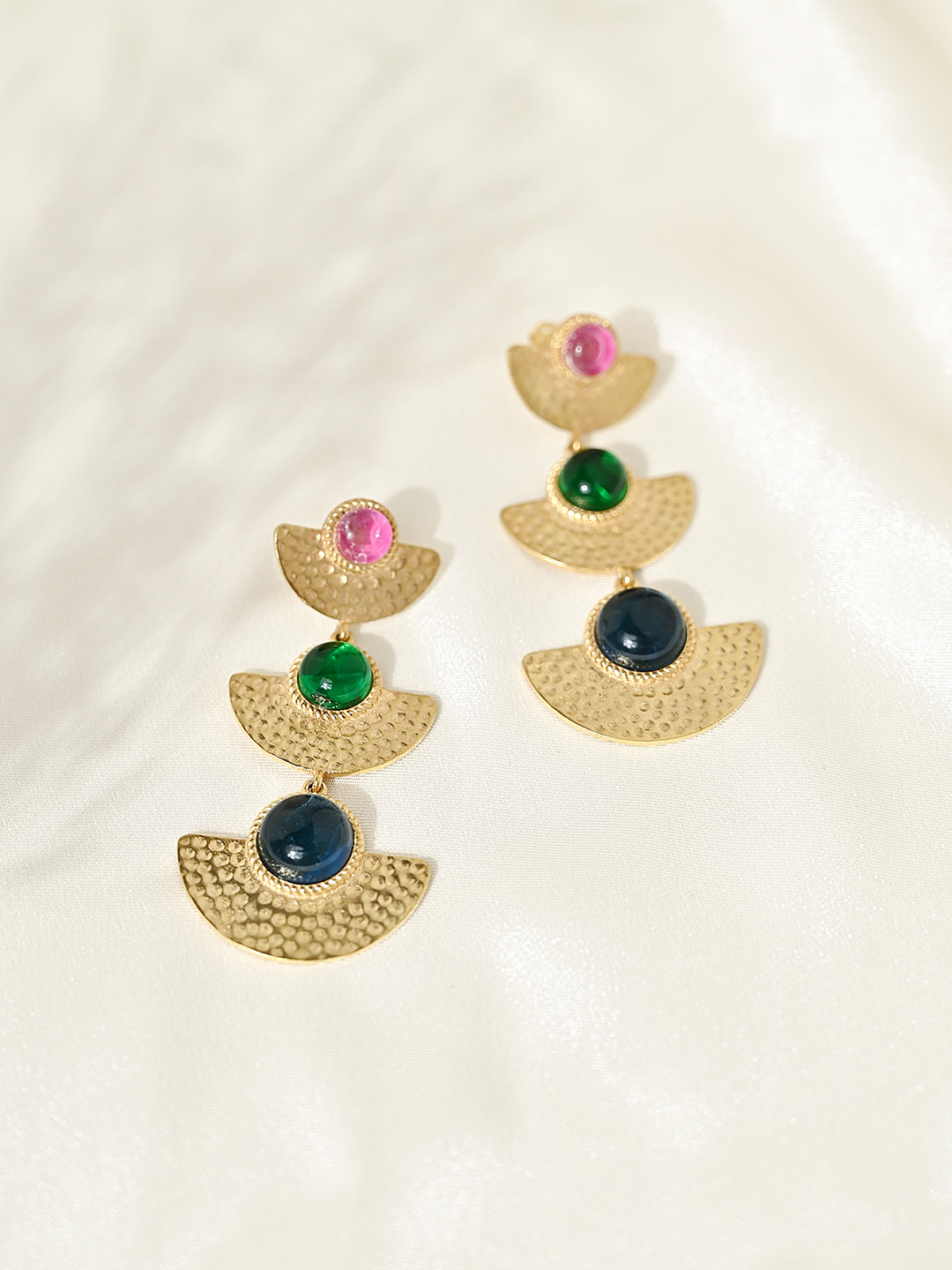 

March by FableStreet 18K Gold-Plated Tiered Geometric Drop Earrings