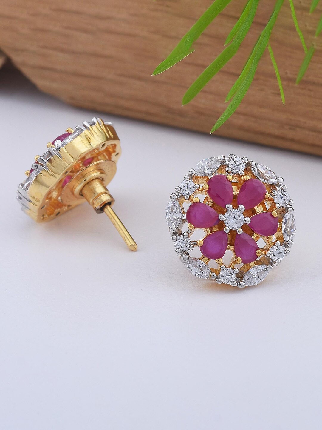 

Tistabene Red & Gold-Toned Contemporary Studs Earrings