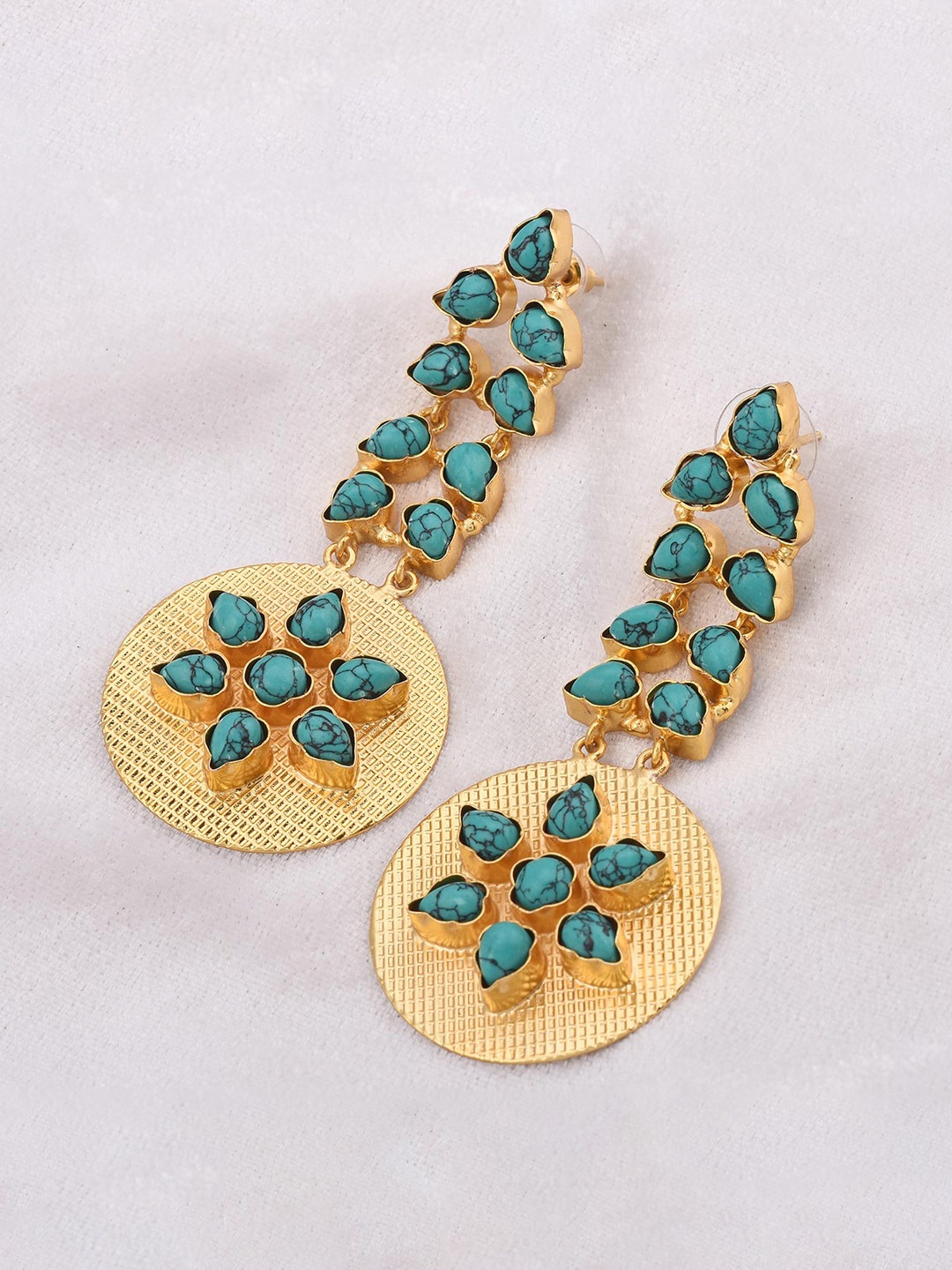 

Tistabene Gold-Plated & Blue Contemporary Drop Earrings