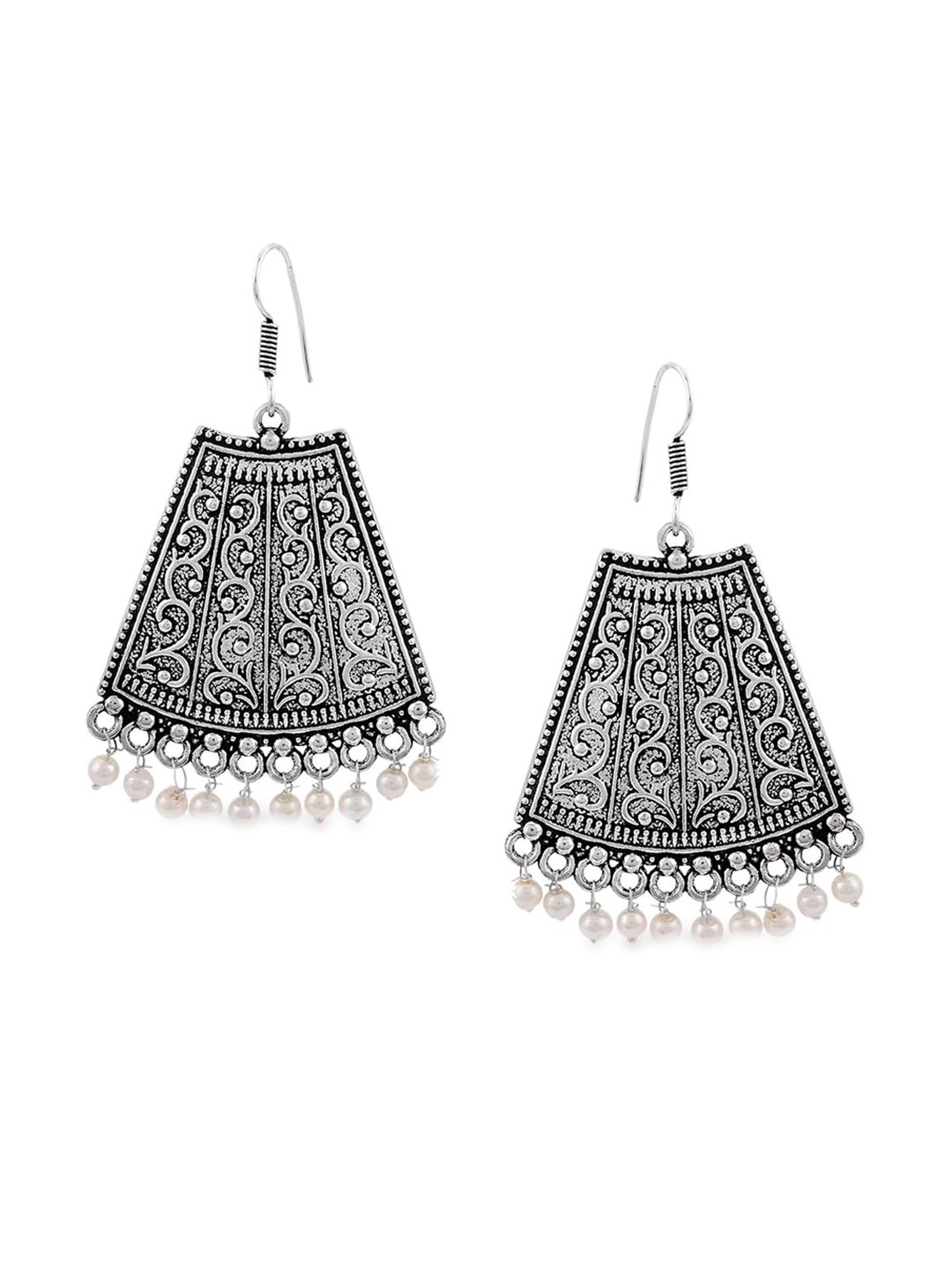 

Tistabene White Oxidized Silver-Plated Contemporary Drop Earrings